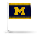 NCAA Michigan Wolverines Double Sided Car Flag -  16" x 19" - Strong Pole that Hooks Onto Car/Truck/Automobile By Rico Industries