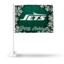 New York Jets Happy Holidays Car Flag (White Pole)