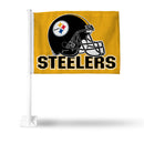 NFL Pittsburgh Steelers Helmet Logo Double Sided Car Flag -  16" x 19" - Strong Pole that Hooks Onto Car/Truck/Automobile By Rico Industries