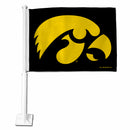 NCAA Iowa Hawkeyes Double Sided Car Flag -  16" x 19" - Strong Pole that Hooks Onto Car/Truck/Automobile By Rico Industries