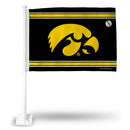 Iowa Hawkeyes Car Flag with White Pole