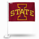 NCAA Iowas State Cyclones Double Sided Car Flag -  16" x 19" - Strong Pole that Hooks Onto Car/Truck/Automobile By Rico Industries