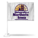 NCAA Northern Iowa Panthers Double Sided Car Flag -  16" x 19" - Strong Pole that Hooks Onto Car/Truck/Automobile By Rico Industries