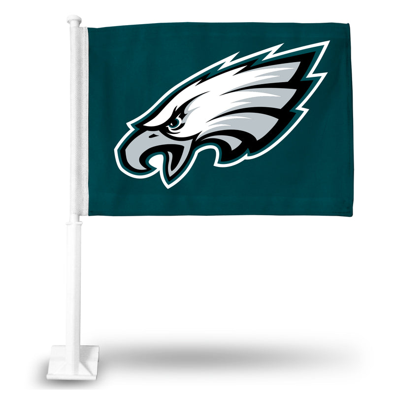 NFL Philadelphia Eagles Double Sided Car Flag -  16" x 19" - Strong Pole that Hooks Onto Car/Truck/Automobile By Rico Industries