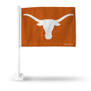 NCAA Texas Longhorns Double Sided Car Flag -  16" x 19" - Strong Pole that Hooks Onto Car/Truck/Automobile By Rico Industries