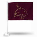 NCAA Texas State Bobcats Double Sided Car Flag -  16" x 19" - Strong Pole that Hooks Onto Car/Truck/Automobile By Rico Industries