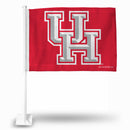 NCAA Houston Cougars Double Sided Car Flag -  16" x 19" - Strong Pole that Hooks Onto Car/Truck/Automobile By Rico Industries