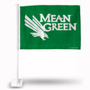 NCAA North Texas Mean Green Double Sided Car Flag -  16" x 19" - Strong Pole that Hooks Onto Car/Truck/Automobile By Rico Industries