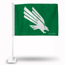NCAA North Texas Mean Green Double Sided Car Flag -  16" x 19" - Strong Pole that Hooks Onto Car/Truck/Automobile By Rico Industries