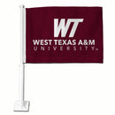NCAA West Texas A&m Buffalos Double Sided Car Flag -  16" x 19" - Strong Pole that Hooks Onto Car/Truck/Automobile By Rico Industries