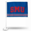 NCAA Southern Methodist Mustangs Double Sided Car Flag -  16" x 19" - Strong Pole that Hooks Onto Car/Truck/Automobile By Rico Industries