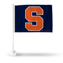 NCAA Syracuse Orange Double Sided Car Flag -  16" x 19" - Strong Pole that Hooks Onto Car/Truck/Automobile By Rico Industries