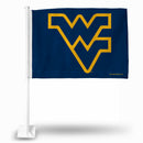 NCAA West Virginia Mountaineers Double Sided Car Flag -  16" x 19" - Strong Pole that Hooks Onto Car/Truck/Automobile By Rico Industries