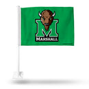NCAA Marshall Thundering Herd Double Sided Car Flag -  16" x 19" - Strong Pole that Hooks Onto Car/Truck/Automobile By Rico Industries
