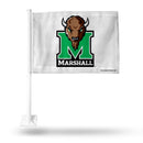 NCAA Marshall Thundering Herd Double Sided Car Flag -  16" x 19" - Strong Pole that Hooks Onto Car/Truck/Automobile By Rico Industries