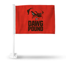 NFL Cleveland Browns Double Sided Car Flag -  16" x 19" - Strong Pole that Hooks Onto Car/Truck/Automobile By Rico Industries