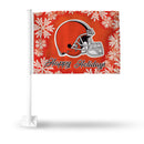 Cleveland Browns Happy Holidays Car Flag (White Pole)