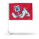 NCAA Fresno State Bulldogs Double Sided Car Flag -  16" x 19" - Strong Pole that Hooks Onto Car/Truck/Automobile By Rico Industries