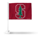 Stanford Cardinal Primary Logo Car Flag - White Pole