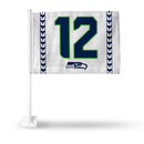 NFL Seattle Seahawks Double Sided Car Flag -  16" x 19" - Strong Pole that Hooks Onto Car/Truck/Automobile By Rico Industries