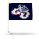 NCAA Gonzaga Bulldogs Double Sided Car Flag -  16" x 19" - Strong Pole that Hooks Onto Car/Truck/Automobile By Rico Industries