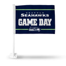 Seahawks Game Day Car Flag On White Pole