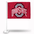 NCAA Ohio State Buckeyes Double Sided Car Flag -  16" x 19" - Strong Pole that Hooks Onto Car/Truck/Automobile By Rico Industries