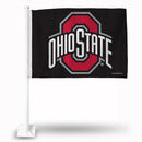 NCAA Ohio State Buckeyes Double Sided Car Flag -  16" x 19" - Strong Pole that Hooks Onto Car/Truck/Automobile By Rico Industries