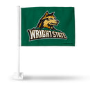 NCAA Wright State Raiders Double Sided Car Flag -  16" x 19" - Strong Pole that Hooks Onto Car/Truck/Automobile By Rico Industries