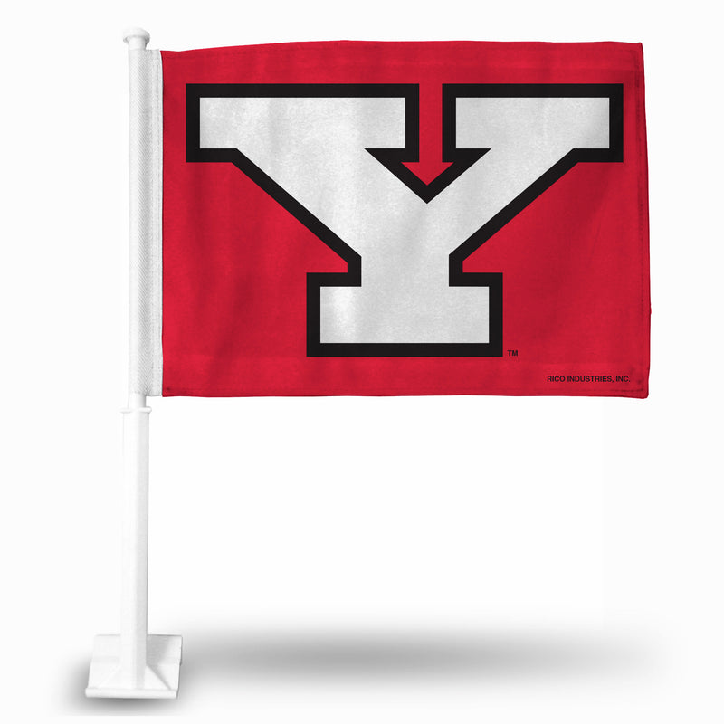 NCAA Youngstown Penguins Double Sided Car Flag -  16" x 19" - Strong Pole that Hooks Onto Car/Truck/Automobile By Rico Industries