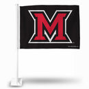 NCAA Miami of Ohio Redhawks Double Sided Car Flag -  16" x 19" - Strong Pole that Hooks Onto Car/Truck/Automobile By Rico Industries