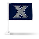 NCAA Xavier Musketeers Double Sided Car Flag -  16" x 19" - Strong Pole that Hooks Onto Car/Truck/Automobile By Rico Industries