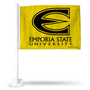 NCAA Emporia State Hornets Double Sided Car Flag -  16" x 19" - Strong Pole that Hooks Onto Car/Truck/Automobile By Rico Industries
