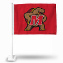 NCAA Maryland Terrapins Double Sided Car Flag -  16" x 19" - Strong Pole that Hooks Onto Car/Truck/Automobile By Rico Industries