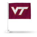 NCAA Virginia Tech Hokies Double Sided Car Flag -  16" x 19" - Strong Pole that Hooks Onto Car/Truck/Automobile By Rico Industries