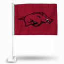 NCAA Arkansas Razorbacks Double Sided Car Flag -  16" x 19" - Strong Pole that Hooks Onto Car/Truck/Automobile By Rico Industries