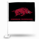 NCAA Arkansas Razorbacks Double Sided Car Flag -  16" x 19" - Strong Pole that Hooks Onto Car/Truck/Automobile By Rico Industries