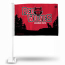 NCAA Arkansas State Red Wolves Double Sided Car Flag -  16" x 19" - Strong Pole that Hooks Onto Car/Truck/Automobile By Rico Industries