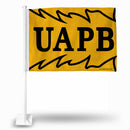 NCAA Arkansas-Pine Bluff Golden Lions Double Sided Car Flag -  16" x 19" - Strong Pole that Hooks Onto Car/Truck/Automobile By Rico Industries