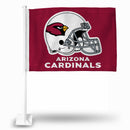 NFL Arizona Cardinals Helmet Logo Double Sided Car Flag -  16" x 19" - Strong Pole that Hooks Onto Car/Truck/Automobile By Rico Industries