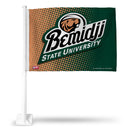 NCAA Bemidji State Beavers Double Sided Car Flag -  16" x 19" - Strong Pole that Hooks Onto Car/Truck/Automobile By Rico Industries