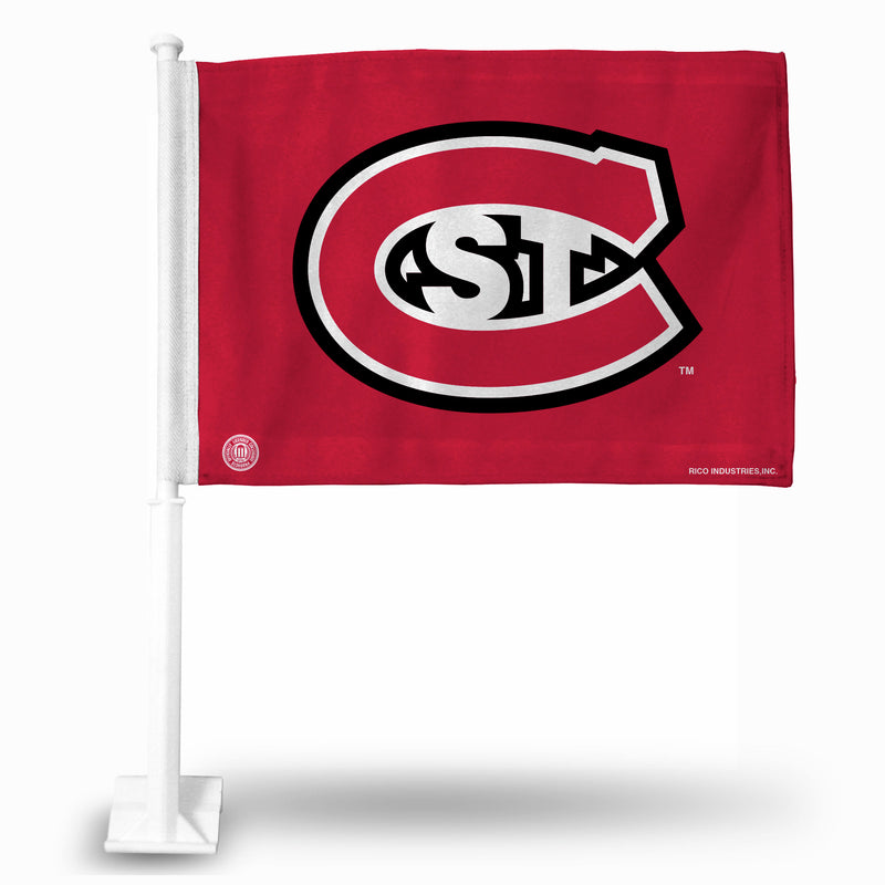 NCAA St. Cloud State Huskies Double Sided Car Flag -  16" x 19" - Strong Pole that Hooks Onto Car/Truck/Automobile By Rico Industries