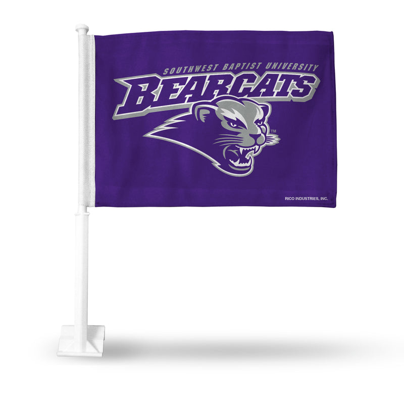 NCAA Southwest Baptist Bearcats Double Sided Car Flag -  16" x 19" - Strong Pole that Hooks Onto Car/Truck/Automobile By Rico Industries
