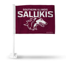 NCAA Southern Illinois Salukis Double Sided Car Flag -  16" x 19" - Strong Pole that Hooks Onto Car/Truck/Automobile By Rico Industries