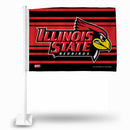 NCAA Illinois State Redbirds Double Sided Car Flag -  16" x 19" - Strong Pole that Hooks Onto Car/Truck/Automobile By Rico Industries