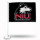NCAA Northern Illinois Huskies Double Sided Car Flag -  16" x 19" - Strong Pole that Hooks Onto Car/Truck/Automobile By Rico Industries