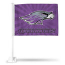 NCAA Wisconsin-Whitewater Warhawks Double Sided Car Flag -  16" x 19" - Strong Pole that Hooks Onto Car/Truck/Automobile By Rico Industries
