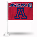 NCAA Arizona Wildcats Double Sided Car Flag -  16" x 19" - Strong Pole that Hooks Onto Car/Truck/Automobile By Rico Industries
