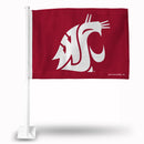 NCAA Washington State Cougars Double Sided Car Flag -  16" x 19" - Strong Pole that Hooks Onto Car/Truck/Automobile By Rico Industries