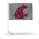 NCAA Washington State Cougars Double Sided Car Flag -  16" x 19" - Strong Pole that Hooks Onto Car/Truck/Automobile By Rico Industries